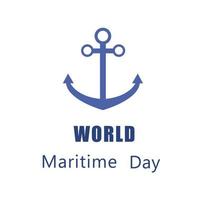 World Maritime Day with anchor in flat style. Holidays around the world of maritime day. vector