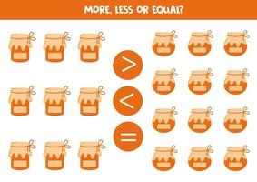 More, less, equal with hand drawn jams. vector