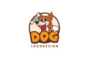 Dog with bone stock illustration or dog care also dog food logo design vector