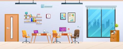 Modern office interior design cartoon illustration vector