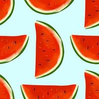 Seamless pattern with iIllustration a watermelon slices on a blue background vector