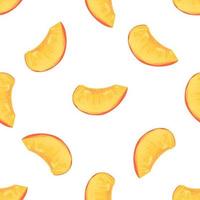 Seamless pattern with illustration of slices peaches on a white background vector