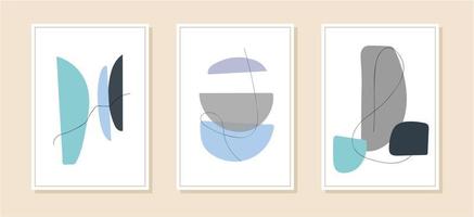 Set of minimalist geometric art posters. Contemporary design posters template with primitive shapes elements. Modern contemporary creative trendy abstract templates vector illustration.