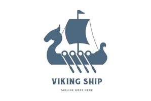 vector de diseño de logotipo de silueta de barco vikingo pirata dragón minimalista simple