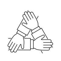 Hands together line icon, teamwork sign on white background for your design vector