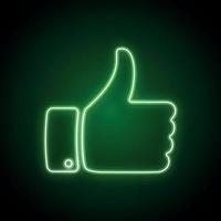 Hand with thumb up. Neon like icon for your design vector