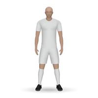 Maqueta de jugador de fútbol realista en 3d. plantilla de kit de equipo de fútbol vector