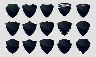 Black shield shape collection vector