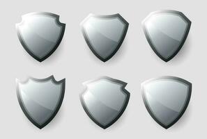 Set of emblem or badge silver shield. logo design vector