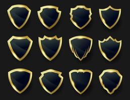 Black and gold shield emblem or badge collection. shield logo vector