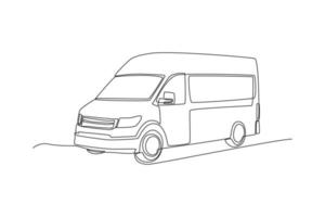 Single one line drawing delivery van. vehicle concept. Continuous line draw design graphic vector illustration.