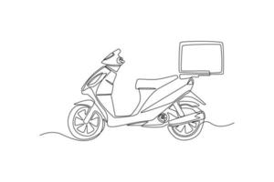 bicicleta de entrega de dibujo de una sola línea. concepto de vehículo. ilustración de vector gráfico de diseño de dibujo de línea continua.