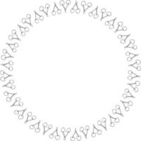 Round frame with black-and-white cherries on white background. Vector image.