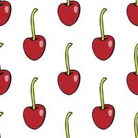 Seamless pattern with creative cherries on white background for fabric, textile, clothes, tablecloth and other things. Vector image.