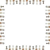 Square frame with forest mushrooms on white background. Vector image.