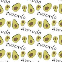 Seamless pattern with yummy avocado on white background. Vector image.
