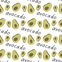 Seamless pattern with yummy avocado on white background. Vector image.