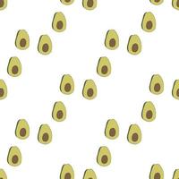Seamless pattern with great avocado on white background. Vector image.