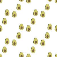 Seamless pattern with great avocado on white background. Vector image.