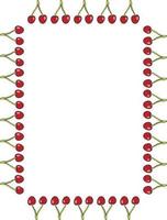 Square frame with simple cherries on white background 2. Vector image.
