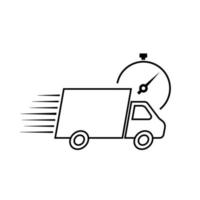 Fast delivery vector icon with truck and timer.