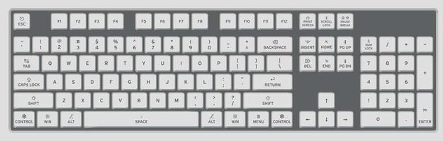 Realistic 3d computer keyboard. Laptop vector for your design