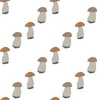 Seamless pattern with forest mushrooms on white background. Vector image.