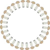 Round frame with great forest mushrooms on white background. Vector image.