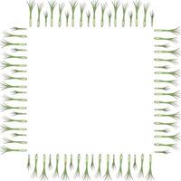 Square frame with vertical green onion on white background. Vector image.