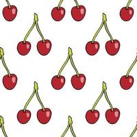 Seamless pattern with cherries on white background for fabric, textile, clothes, tablecloth and other things. Vector image.