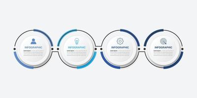 plantilla de diseño de etiquetas infográficas vectoriales con iconos y 4 opciones o pasos. se puede utilizar para diagramas de proceso, presentaciones, diseño de flujo de trabajo, banner, diagrama de flujo, gráfico de información. vector