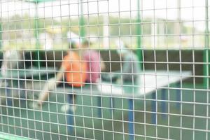Net on sports field. Tennis table fence. photo
