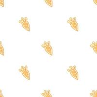 Cute seamless pattern with cartoon Christmas cookies-carrots. The New year of the rabbit 2023. Vector illustration background.