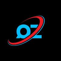 QZ Q Z letter logo design. Initial letter QZ linked circle uppercase monogram logo red and blue. QZ logo, Q Z design. qz, q z vector