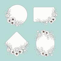 Collection of Beautiful Hand Drawn Floral Label vector