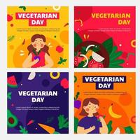 publicación en las redes sociales del día mundial del vegetariano vector
