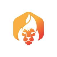 Lion fire vector logo design template. Creative lion fire or lion flame logo design concept.