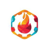 plantilla de diseño de logotipo de vector de engranaje y fuego.