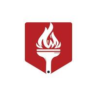 Fire brush vector logo design template. Home inspection and home protection vector logo design.