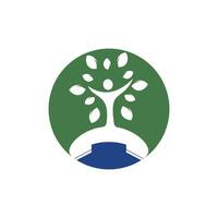 diseño de logotipo de vector de llamada de naturaleza. plantilla de diseño de icono de auricular y árbol humano.