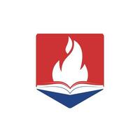 diseño del logotipo del vector de fuego educativo. plantilla de diseño de logotipo de vector de libro de motivación.