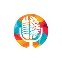 diseño del logotipo del podcast cerebral. Ilustración de vector de plantilla de logotipo de empresa de entretenimiento de difusión.