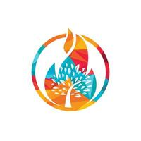 Fire tree vector logo design template. Flame nature icon logo concept.