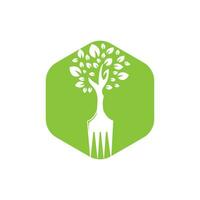 diseño de logotipo de vector de árbol de horquilla. concepto de logotipo de restaurante y agricultura.