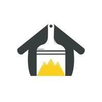 Mountain paint vector logo design template. Mountain and paint brush with home icon vector design.