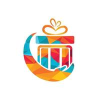 plantilla de diseño de logotipo de vector de cuidado de regalo. plantilla de logotipo de tienda de tienda de regalos.