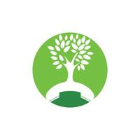 Nature call vector logo design. Handset tree icon design template.