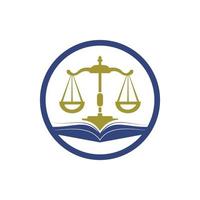 Law education logo design. Vector Libra and open book logo combination.