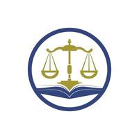 Law education logo design. Vector Libra and open book logo combination.