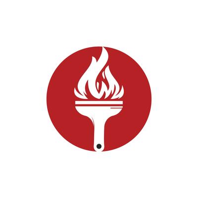Fire brush vector logo design template. Home inspection and home protection vector logo design.